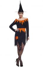 costume sorciere orange et noir