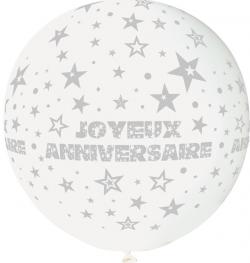 Ballon Géant Joyeux Anniversaire Blanc