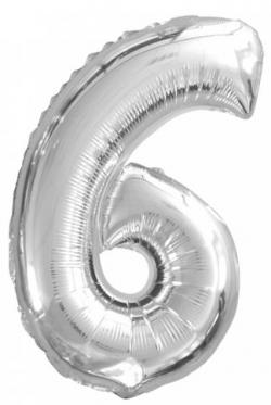 Ballon Chiffre 6 Argent Petit Modèle