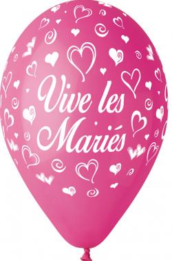 Ballons vive les mariés Fuchsia 