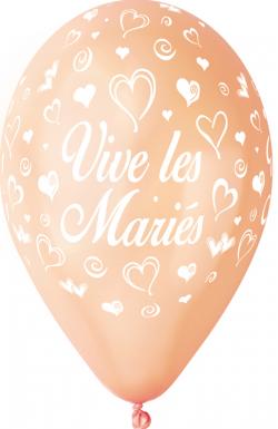 Ballons vive les mariés Pêche 