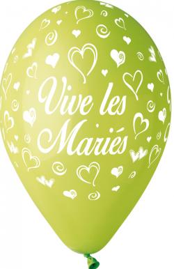 Ballons vive les mariés Vert Anis 