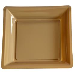 Paquet de 12 assiettes plastique carrées Taupe