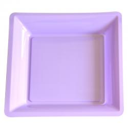 Paquet de 12 assiettes plastique carrées Lilas
