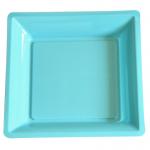 Paquet de 12 assiettes plastique carrées Turquoise