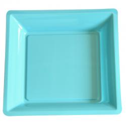 Paquet de 12 assiettes plastique carrées Turquoise