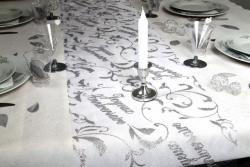 Chemin de table Joyeux Anniversaire Argent