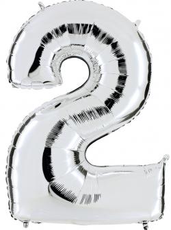 Ballon Chiffre 2 Argent Géant