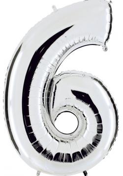 Ballon Chiffre 6 Argent Géant