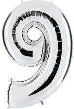 Ballon Chiffre 9 Argent Géant