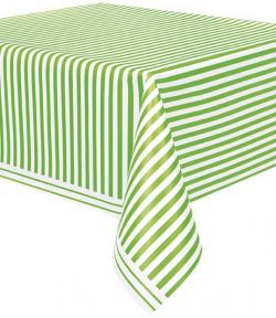 Nappe Plastique Rayée Verte et Blanche