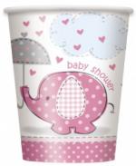 Gobelets baby shower éléphant rose