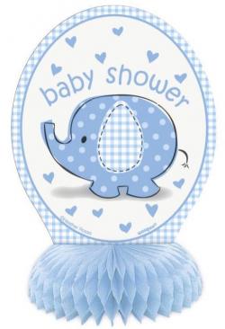 Décoration centre de table baby shower éléphant bleu