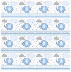 Papier cadeau baby shower éléphant bleu