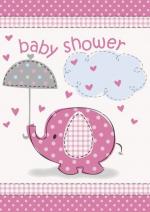 Invitations pour baby shower éléphant rose