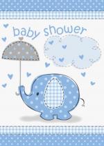 8 Cartes invitations baby shower éléphant bleu