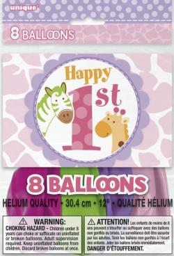 8 Ballons latex anniversaire Safari Rose