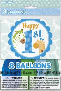 8 Ballons latex anniversaire Safari Bleu