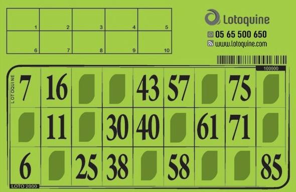 carton de loto plastifié pas cher