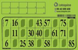 Carton de loto plastifié