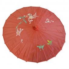 ombrelle chinoise en tissu decore rouge