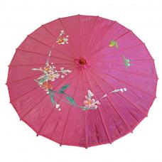 ombrelle chinoise en tissu decore fuchsia