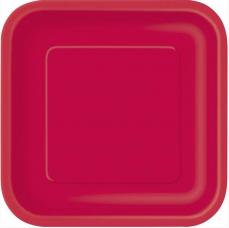 assiettes carre rouge en carton