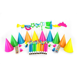 Coffret de cotillons - 10 personnes - Fluo