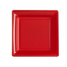 assiettes plastique carrees rouge
