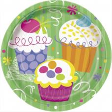 8 assiettes a dessert anniversaire cupcake