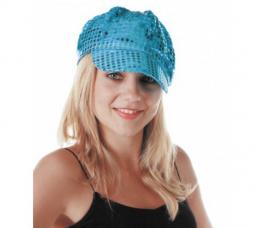 casquette disco turquoise a paillettes