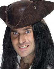chapeau tricorne pirate marron