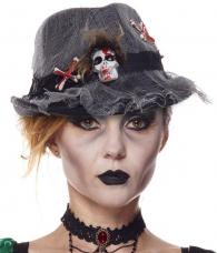 chapeau halloween en tissu avec tête de mort