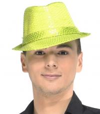 chapeau trilby jaune fluo sequins