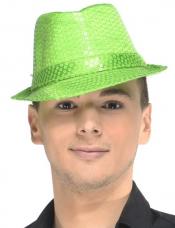 chapeau trilby vert sequins