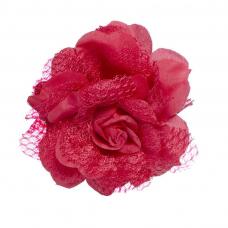 fleur rouge montee sur barrette