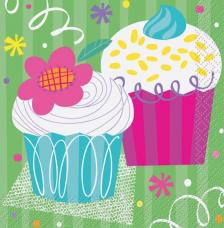 16 serviettes anniversaire Cupcake