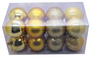 boite de 16 boules de noel de couleur or