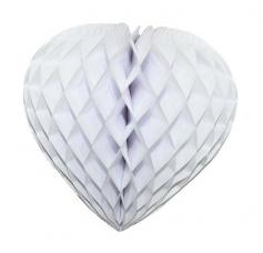 coeur en papier alveole blanc