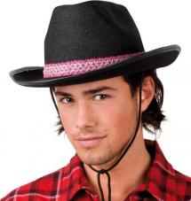 chapeau cowboy noir avec bandeau
