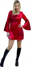 robe disco pour femme en rouge