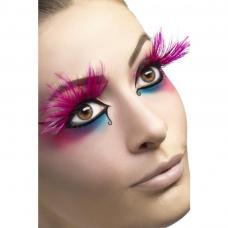 faux cils longues plumes roses