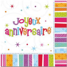 serviettes joyeux anniversaire luxe