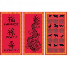 set de 3 decorations chine