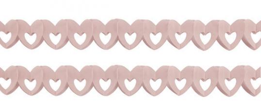 sachet de 2 guirlandes papier coeur rose