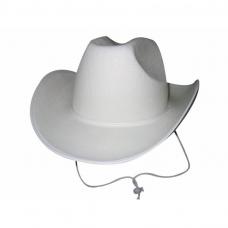 chapeau cowboy blanc avec cordelette