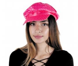 casquette disco sequin neon rose