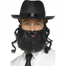 chapeau rabbin avec papillottes barbe et lunettes