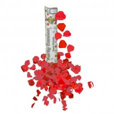 canon a confettis petales de rose rouge