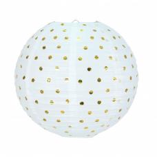 lanterne japonaise blanche a pois or